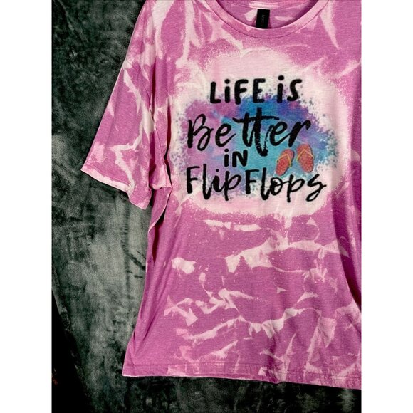 Glidden Life is Better in Flip-Flops Woman’s Tie Dye T Shirt Pink Extra Large - Picture 7 of 12